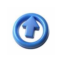 Blue Circular 3D Arrow Icon Representing Upward Direction and Progress with Transparent Background png