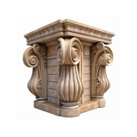 Ornate Beige Classical Architectural Column Design with Intricate Carvings and Spiral Patterns png