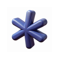 3D Blue Abstract Asterisk Shape with Glossy Texture and Rounded Edges on Transparent Background png