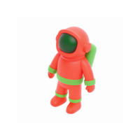 3D Illustration of Red and Green Cartoon Astronaut Character with Backpack on Transparent Background png