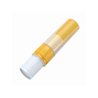 Yellow And White Lip Balm Tube With Transparent Cap On Plain Background For Skincare And Beauty png