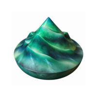 Abstract Green Mountain Shape with Gradient Colors and Stars Transparent Background Design Object png