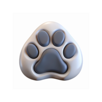 3D Gray And White Animal Paw Print Icon On Transparent Background For Pet Apps And Branding png