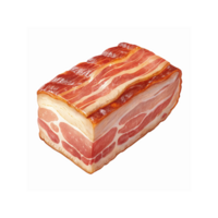 Thick Slice of Marbled Raw Bacon with Crisp Edges and Juicy Fat Layers for Cooking or Recipe Design png