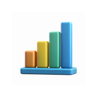 3D Colorful Bar Chart Diagram Representation of Business Statistics and Data Analysis on Transparent Background png
