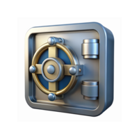 Secure Metallic Safe with Gold And Blue Details For Security And Banking Concepts On Transparent Background png