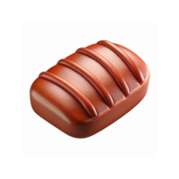 Closeup Chocolate Bar Piece with Smooth Brown Glossy Finish and Parallel Grooved Design for Confectionery Usage png