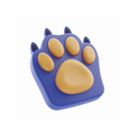 3D Blue Animal Paw Icon with Yellow Pads for Logos Apps and Digital Graphics on Transparent Background png