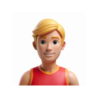 3D Render Smiling Blonde Boy Wearing Red Tank Top on Transparent Background for Digital Applications png