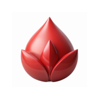 Glossy Red Teardrop with Abstract Floral Petal Design for Branding and Logo Inspiration png