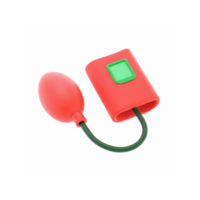 Red Hand Pump with Green Digital Screen for Measuring Pressure or Stress Relief on Transparent Background png