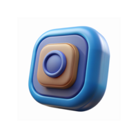 3D Blue Square App Icon with Gold and Purple Layers for Digital and Mobile Application Design png