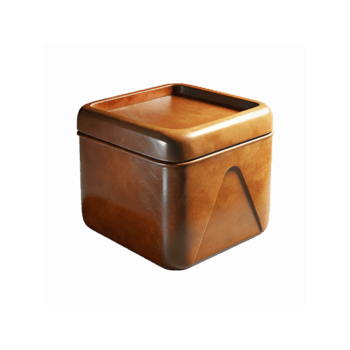 Brown Textured Square Container with Lid for Storage and Decorative Use on Transparent Background png