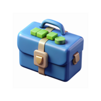 Blue Lunchbox with Handle and Green Buttons for Food Storage and Organization on Transparent Background png