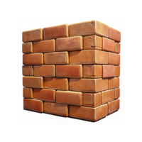 Closeup Stack of Brown Clay Bricks with Realistic Texture on Transparent Background for Construction Design png
