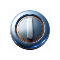 Metallic Blue Circular Power Button with Glossy Finish for Technology and Interface Design png
