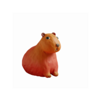 Bright Clay Capybara Figurine with Orange and Red Gradient on Transparent Background for Art Projects png