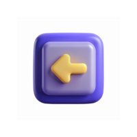 3D Yellow Arrow Icon on Purple Square Button for UI Design Navigation and Interface Elements png