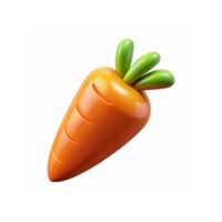 Bright Orange 3D Rendered Carrot Icon with Vibrant Green Leaves on Transparent Background for Food and Design Projects png