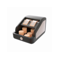 Modern Coin Counting Machine with Stacked Gold Coins for Financial Management and Cash Handling Tools png