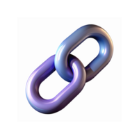 3D Metallic Purple and Blue Interlocked Chain Links Symbolizing Connection and Strength on Transparent Background png