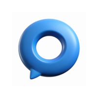 3D Blue Circular Speech Bubble Icon with Pointed Tip for Communication and Social Media Designs png