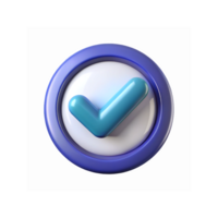 Blue Check Mark Icon in 3D Style with White Background for Approval Verification Concept png