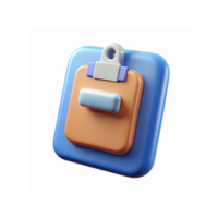 Blue and Orange Clipboard Icon with 3D Design for Office and Task Management Applications png