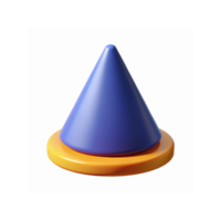 Blue Three Dimensional Cone On Orange Circular Base With Transparent Background png