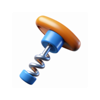 Closeup of Modern Corkscrew with Blue Metal Spring and Orange Handle for Kitchen and Wine Tools png