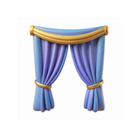 Elegant Blue Curtain with Gold Trim for Event Decoration or Theater Stage Design png