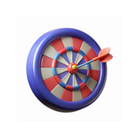 3D Dartboard with Bullseye Hit by Red Dart in Blue and Red Target Representing Success and Accuracy png