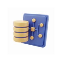3D Database Icon on Blue Panel Representing Data Storage and Connection System png