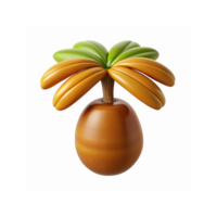 3D Render of Coconut Tree with Brown Trunk and Green Leaves Isolated on Transparent Background png