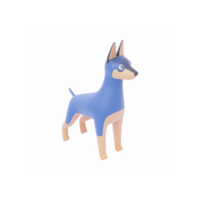 Blue And Beige Cartoon Dog Figurine With Pointy Ears Standing On Transparent Background png
