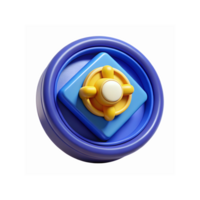 3D Abstract Blue and Yellow Button Icon with Geometric Design and Circular Layers for App Interface png
