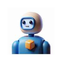 3D Render of Blue and Beige Robot Character with Rounded Shape and Cute Expression for Technology Themes png