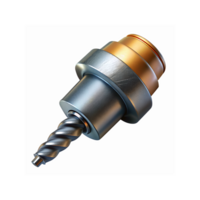 Metallic Drill Bit Close Up with Silver and Gold Cylindrical Chuck for Industrial Applications png