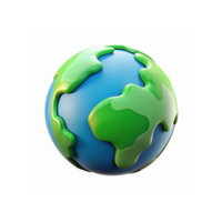 Glossy Blue Earth Icon with Green Continents for Ecology and Global Concepts on Transparent Background png