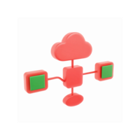 Cloud Computing Icon with Red and Green Elements Representing Network and Data Storage png