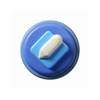 3D Blue Circular Button with White Pointer Icon and Transparent Background for Digital Applications png