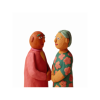 Clay Figures Representing Conversation and Connection Between Two Characters in Bright Outfits png