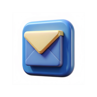 Blue And Yellow 3D Email Icon With Envelope Design On Transparent Background For Digital Communication png