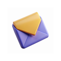 3D Yellow Envelope Icon with Purple Background for Email Communication and Digital Messaging Design png