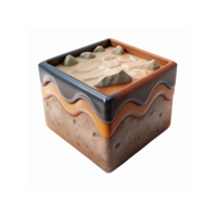 3D Cross-Section of Earth Layers with Rocks and Sand Texture for Geology and Science Applications png