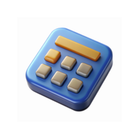3D Blue Calculator Icon with Orange and Grey Buttons for Digital Applications and Interfaces png