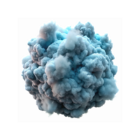 Blue Voluminous Smoke Cloud Explosion with Detailed Texture on Transparent Background for Creative Design png