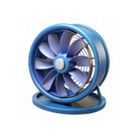Modern Blue Circular Desk Fan with Sleek Design and Rotating Blades for Cooling and Ventilation png