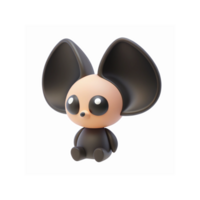 Adorable Cartoon Black Mouse Character with Large Ears Minimalist Design on Transparent Background png