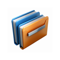 Orange and Blue File Folders with Metal Handle for Data Organization and Office Document Storage png